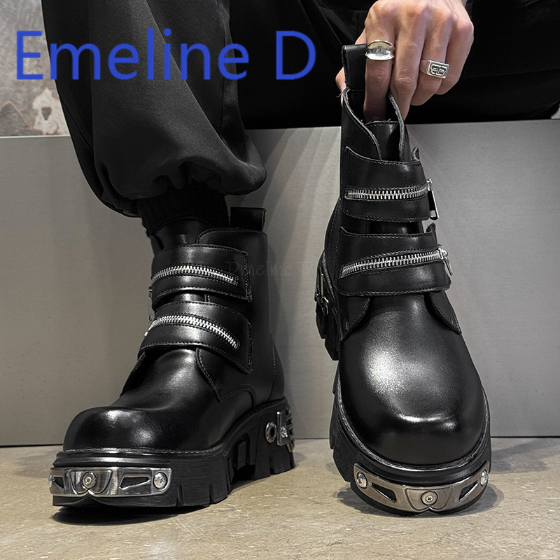 Sapatos de cano alto punk escu - Men'S Shoes Increase Height avaliação e preço